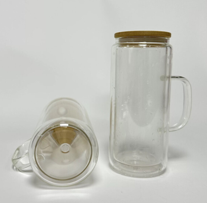 16oz SNOWGLOBE Pre Drilled Glass WITH HANDLE