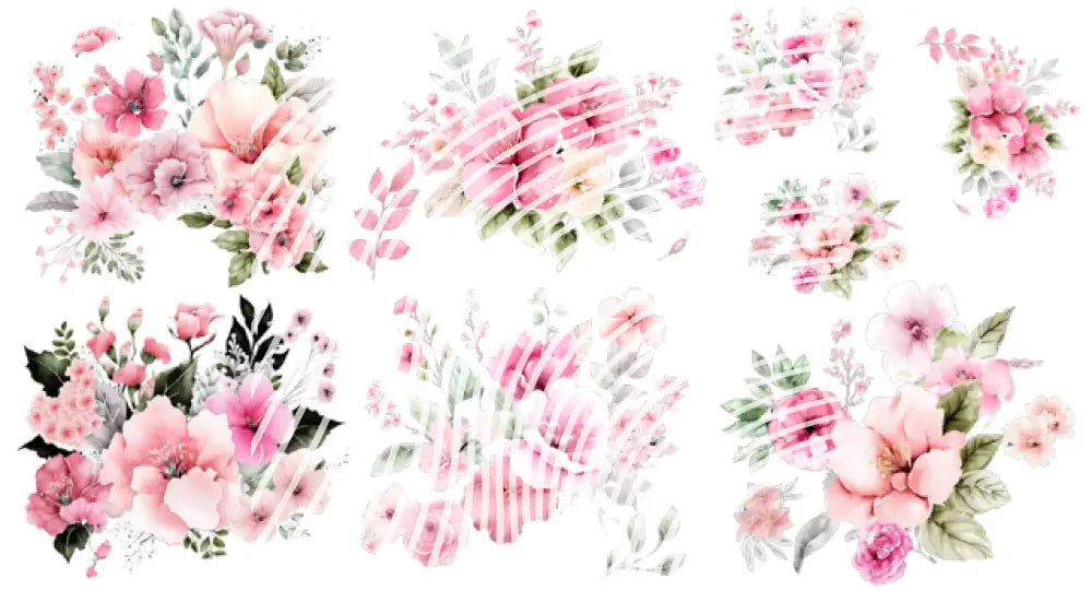 UV DTF Decal Sheets - Pink Roses