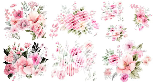 UV DTF Decal Sheets - Pink Roses